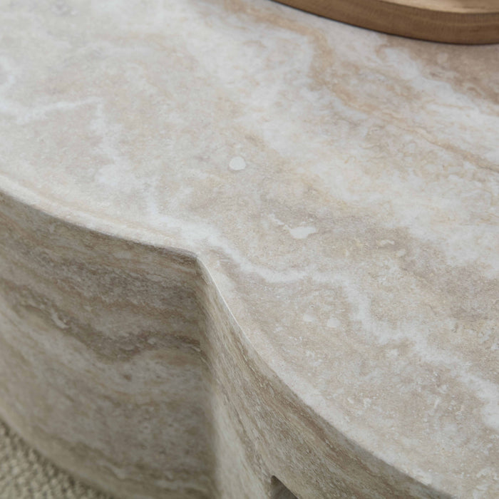 Clover Round Coffee Table With Open Storage - Marble