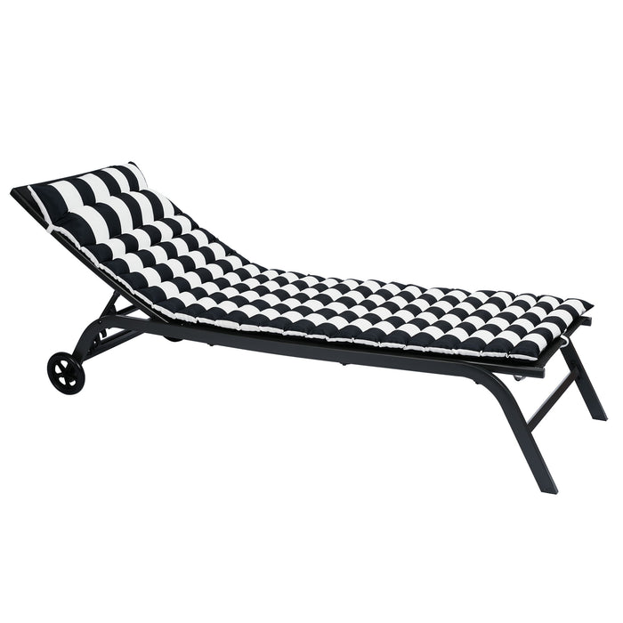 Outdoor Lounge Chairs (Set of 2), Cushion Replacement Patio Funiture Seat Cushion Chaise Lounge Cushion - Black / White