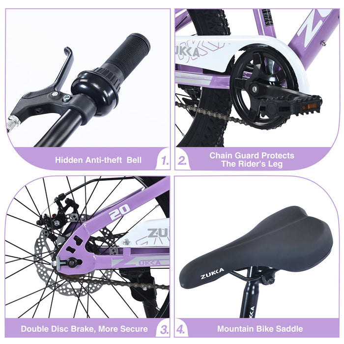 Zukka - 20" Mountain Bike With Adjustable Saddle And Suspension Fork