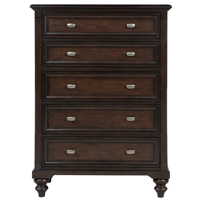 Berwick - 5 Drawer Chest With Felt Lined Top Drawers - Dark Oak