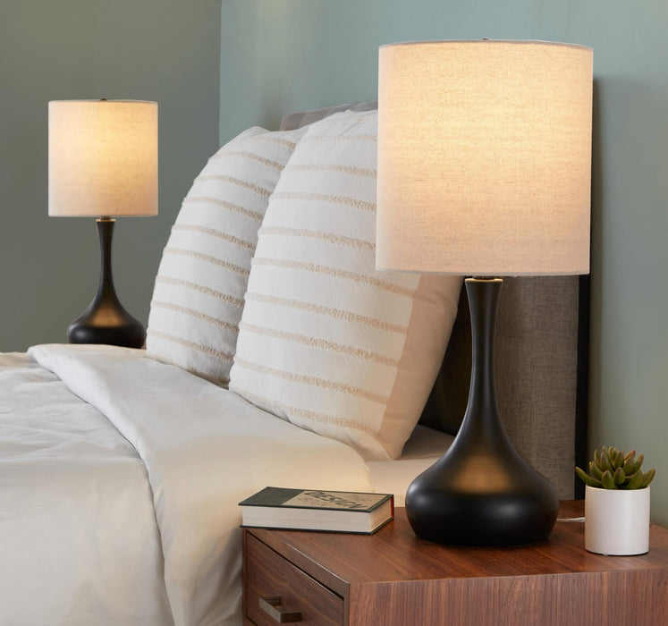 Genie - Contemporary Table Lamp (Set of 2) - Matte Black / Oatmeal