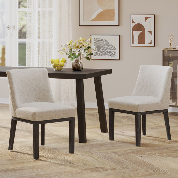 Modern Dining Chair With Durable Fabric Upholstery And Sturdy Wooden Frame (Set of 2)