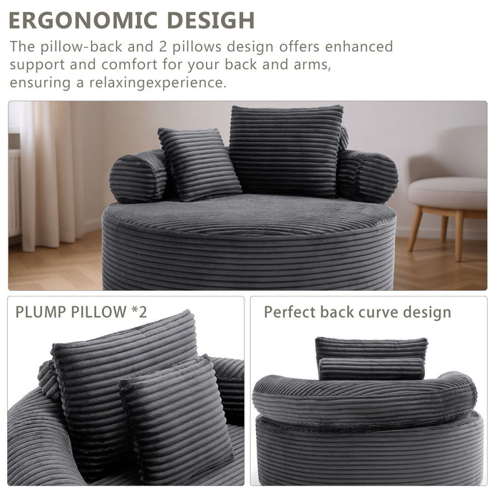 Round Sofa Bed With 3 Pillows For Living Room