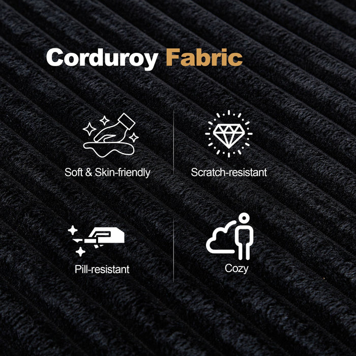 Modular Sectional Couches For Living Room With Deep Seat, L Shape Cloud Sofa Couch, High Density Memory Foam, Boneless Upholstered Couchesy - Black