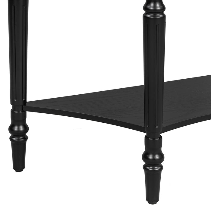 Half Moon Console Table With Drawer & Shelf Accent Table For Entryway - Black