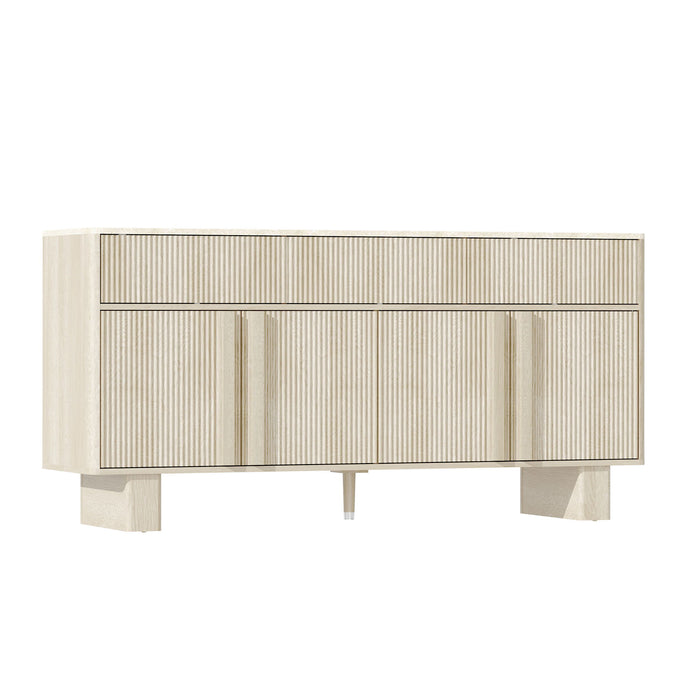 Sideboard Buffet Cabinet With 3 Drawers And 4 Doors For Dining Room