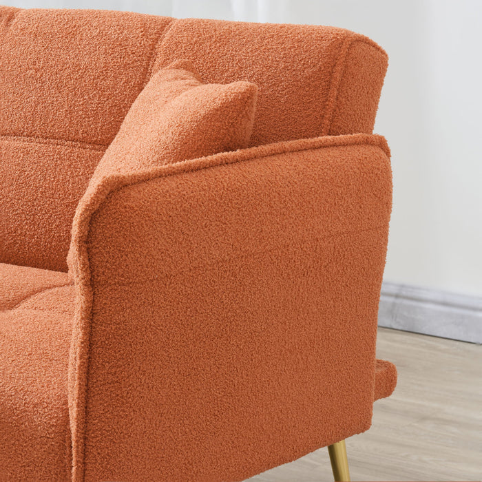 Convertible Double Futon Sofa Bed With Folding Armrests For Living Rooms