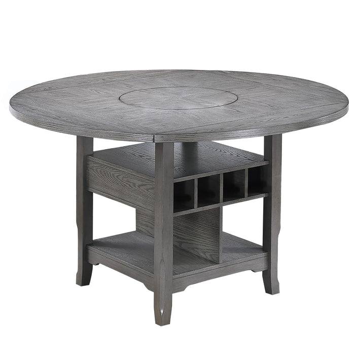 Counter Height Dining Table With Built In Lazy Susan And Storage Shelves