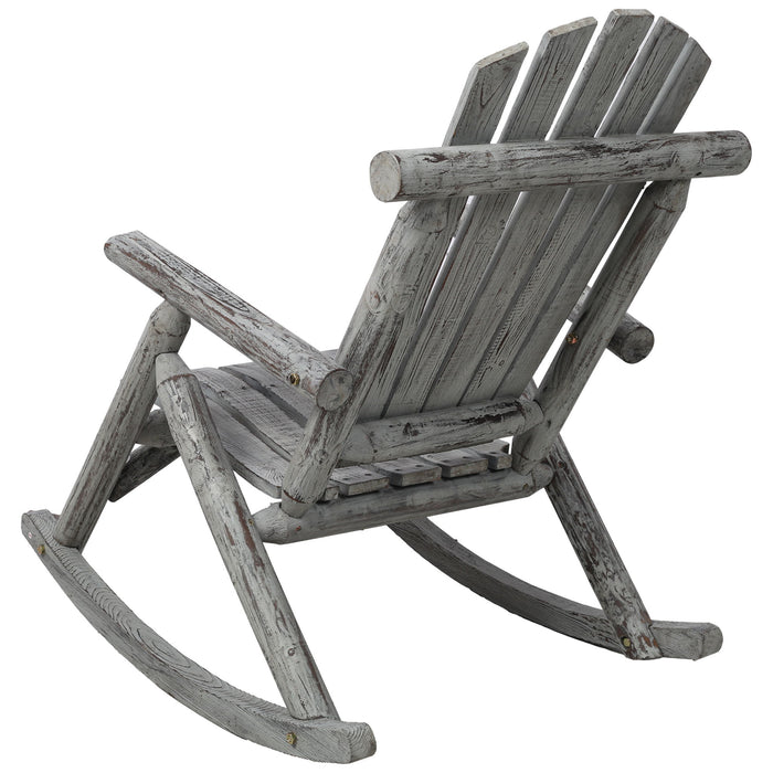 Durable Wooden Porch Rocker, Fir Log Rocking Chair