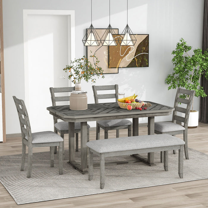 6 Piece Dining Table Set With Ergonomic Seating
