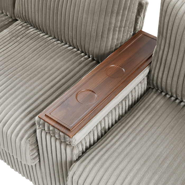 Modern 4 Seater Corduroy Sofa Couch With USB Ports And Hidden Storage