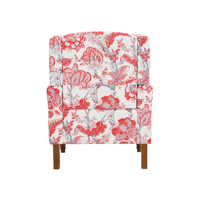 Accent Chair With Floral Upholstery And Nailhead Trim