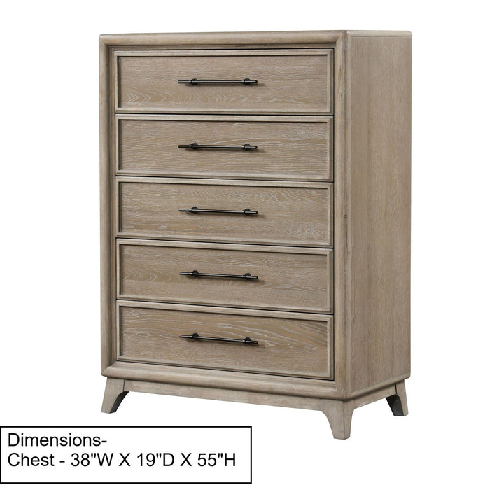 1 Piece Chest With Handles, Angled Legs, Ball Bearing Glides - Oak