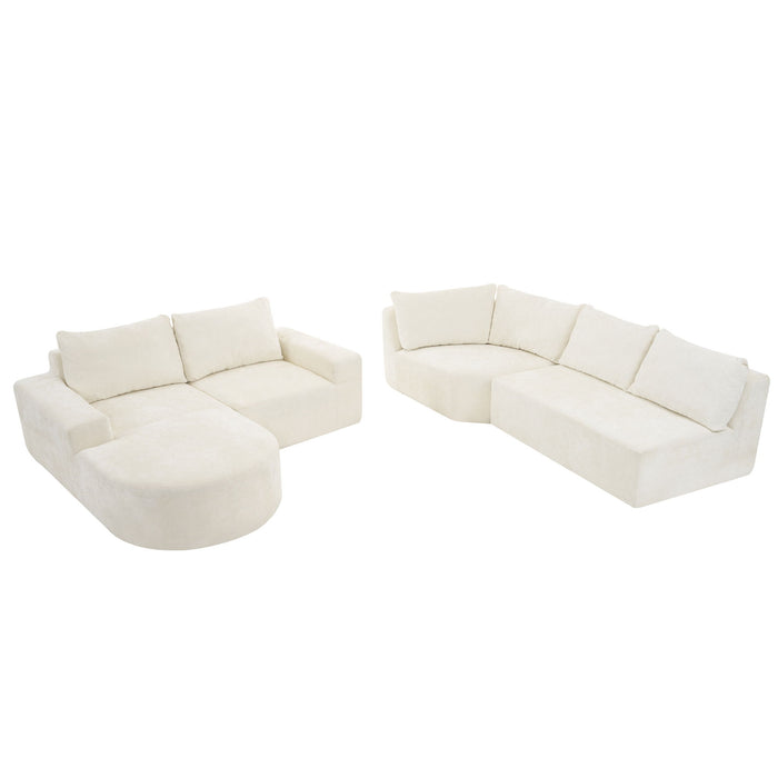 Modular Cloud Sectional Sofa Set, U-Shaped Upholstered Couch With Deep Seat