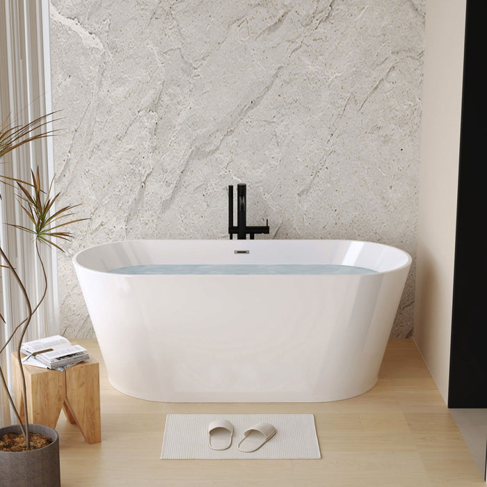 Glossy Freestanding Bathtub With Toe Tap Drain