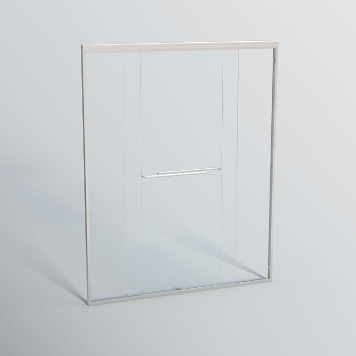 Double Sliding Shower Door, Semi-Frameless Bypass Bathroom Sliding Door With 1/4" (6 Mm) Tempered Glass For Walk-In Shower