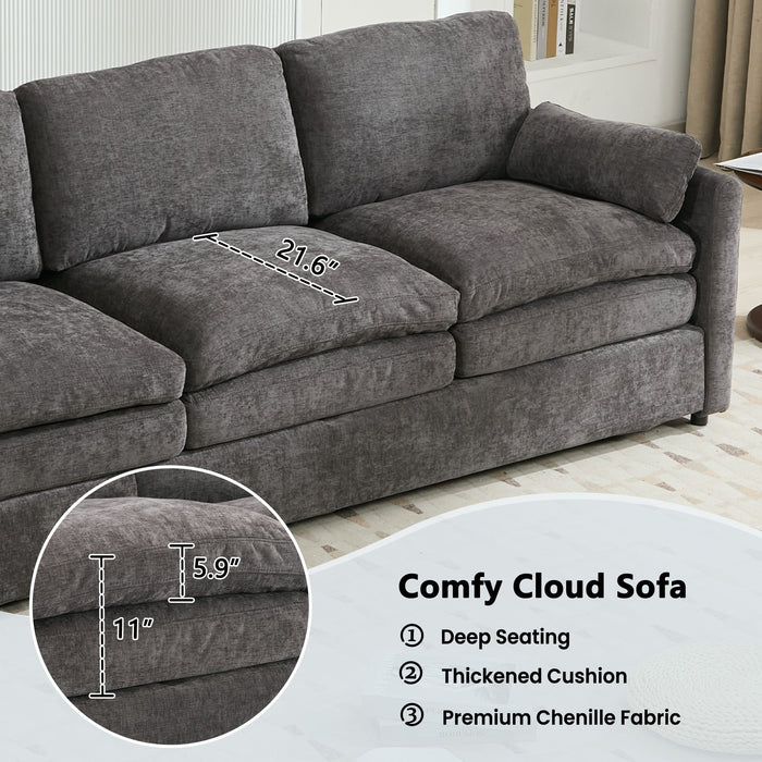 Cozy Upholstered 3 Seater Sofa With Double Cushion
