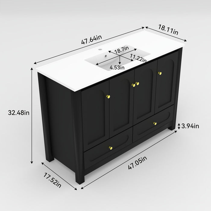 Bathroom Vanity With Sink Combo, 4 Soft Close Doors And 2 Drawers