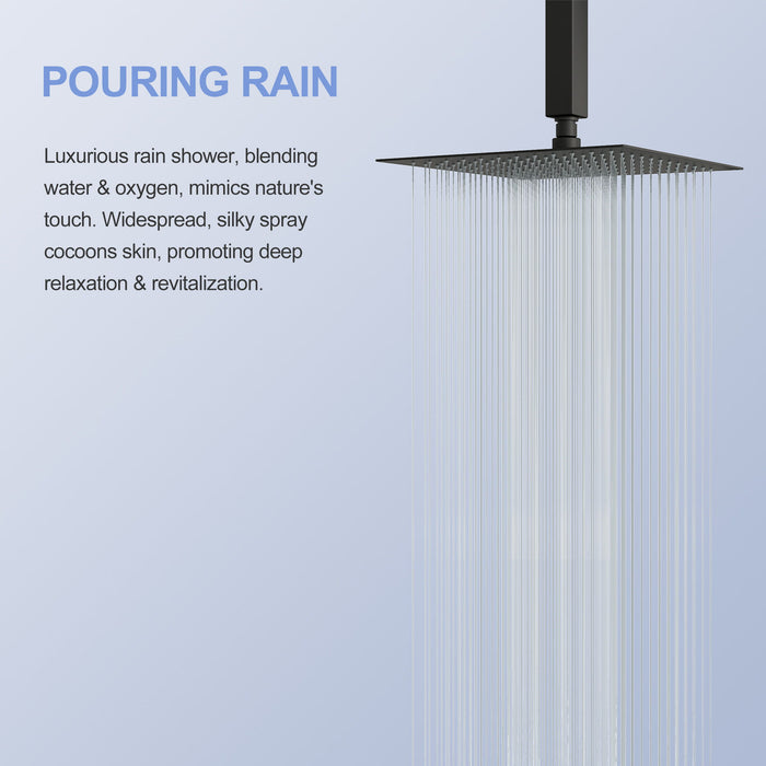 Modern 10" Square Rainfall Shower Head & Stainless Steel Wall Or Ceiling Mount Luxury Spa Shower Panel