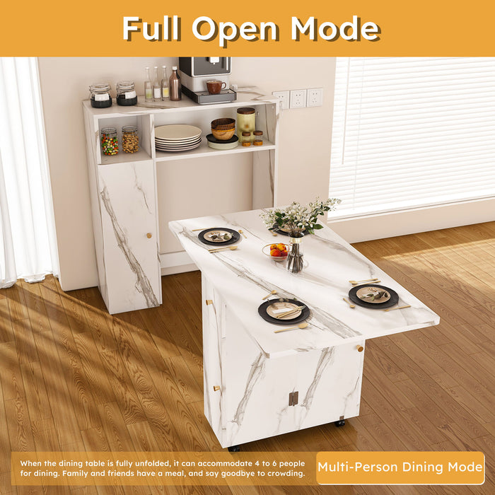 Multifunctional Folding Dining Table With Wall-Mounted Sideboard & Storage