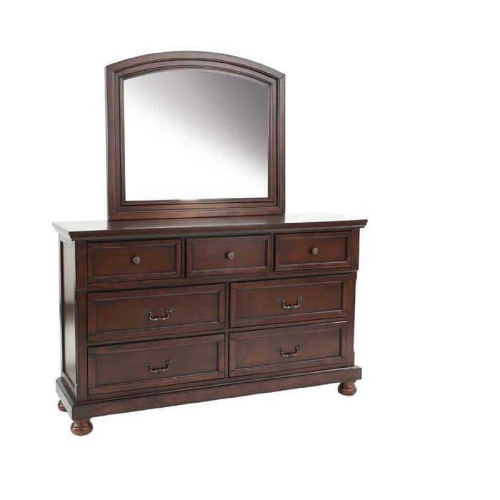 Dresser With 3 Small & 4 Large Drawers, Round Knobs, Bedroom Furniture - Cherry