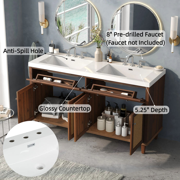 Bathroom Vanity With Double Sink, Large Storage Space