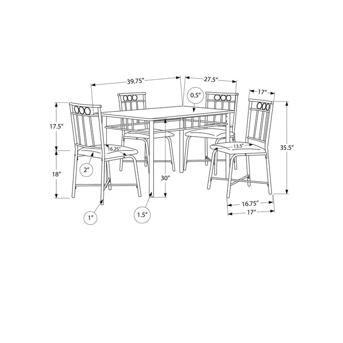 5 Pieces Dining Table Set, Small, Rectangular