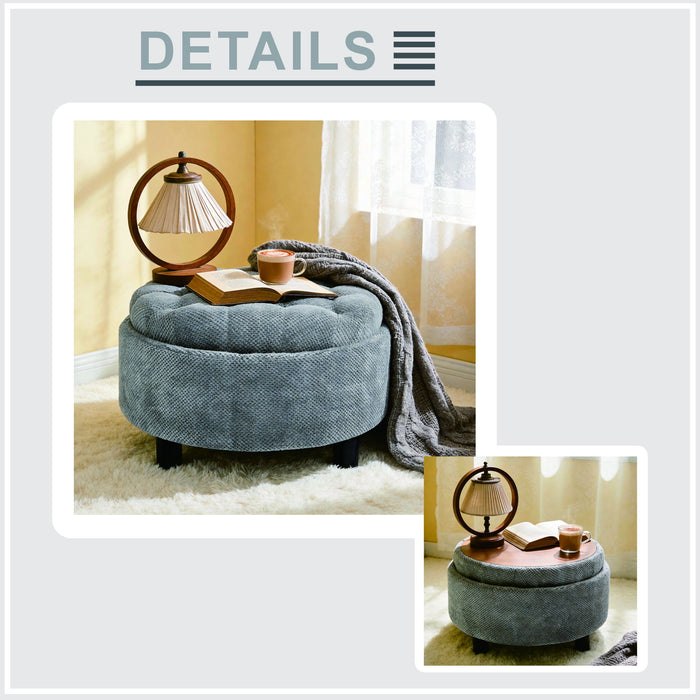 Storage Round Footstool Table Ottoman