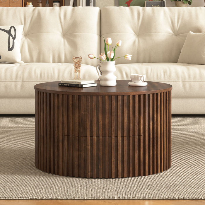 Round Lift Top Coffee Table With Hidden Storage For Living Room