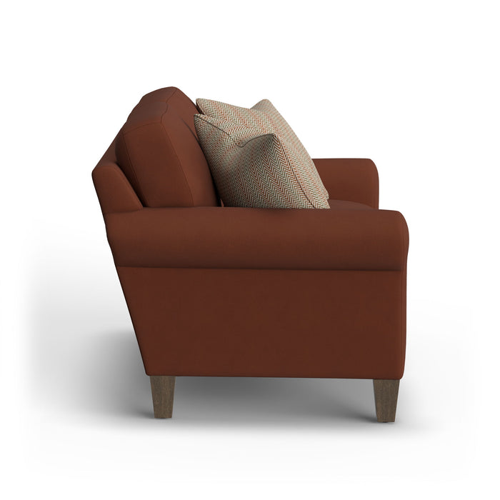 Moxy - Fabric Loveseat, Curved Sock Arms