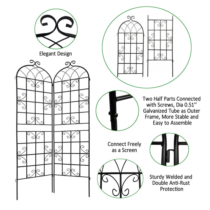 Metal Garden Rustproof Trellis For Climbing Plants Outdoor Flower Support
