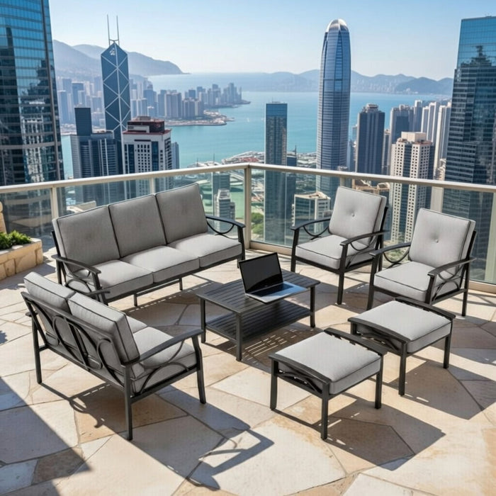 Patio Furniture Set, Coffee Table And Cushions For Backyard