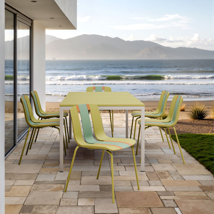 Modern Striped Blocking Single Chairs, Waterproof And Fade Resistant (Set of 4)