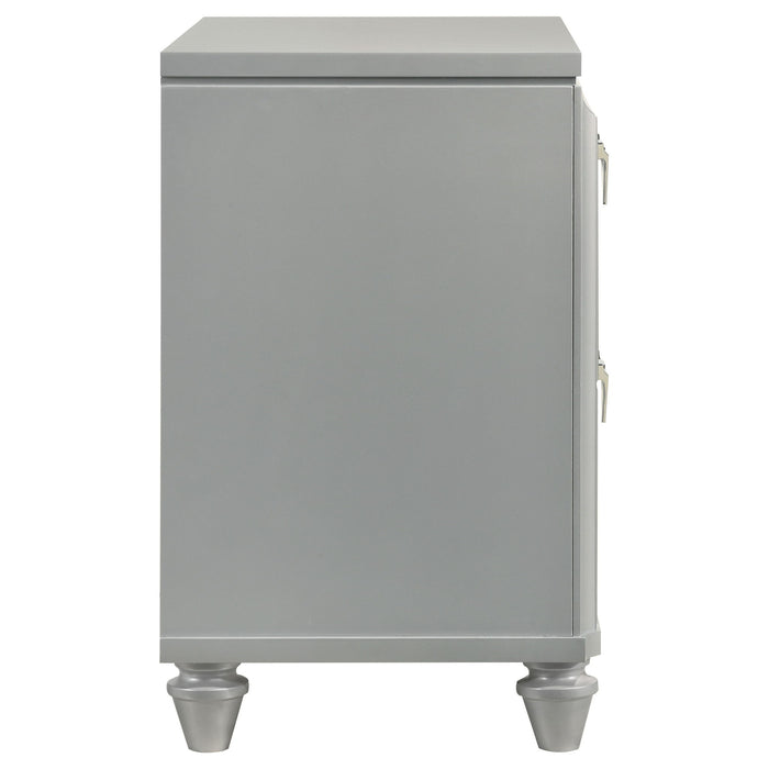Delacroix - 2 Drawer Nightstand With Felt Lined Top Drawer - Silver