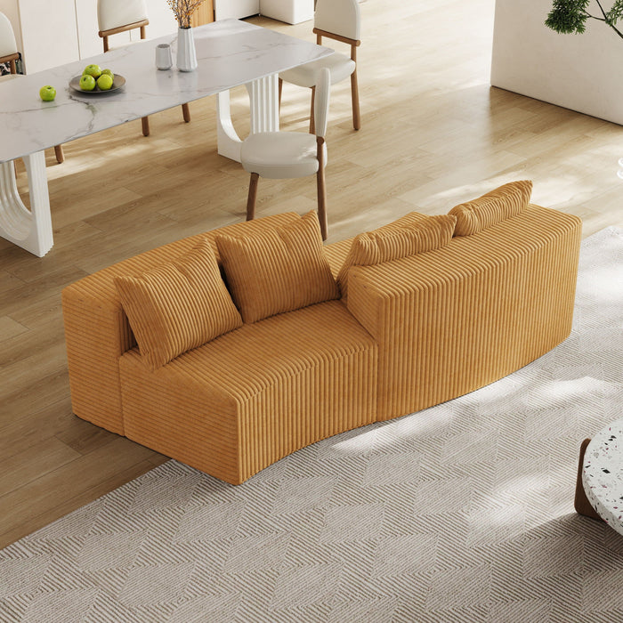 Curved Sectional Sofa With 4 Pillows, Modular Semi Circular Design