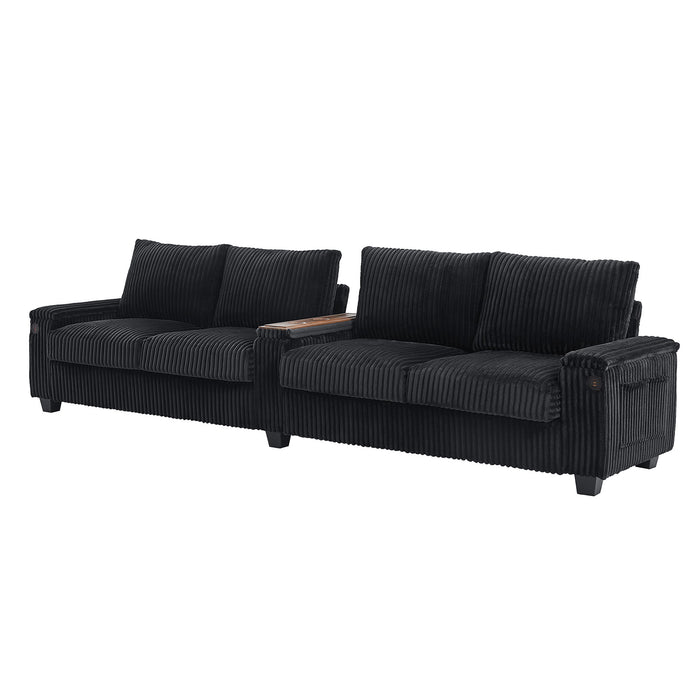 Modern 4 Seater Corduroy Sofa Couch With USB Ports And Hidden Storage