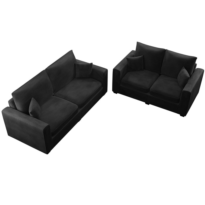 2 Piece Contemporary Style Sofa Set With Matching Pillows
