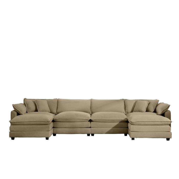 Oversized Modular Cushion Sofa With Ottoman, Low Back, Deep Seating Sofa Set