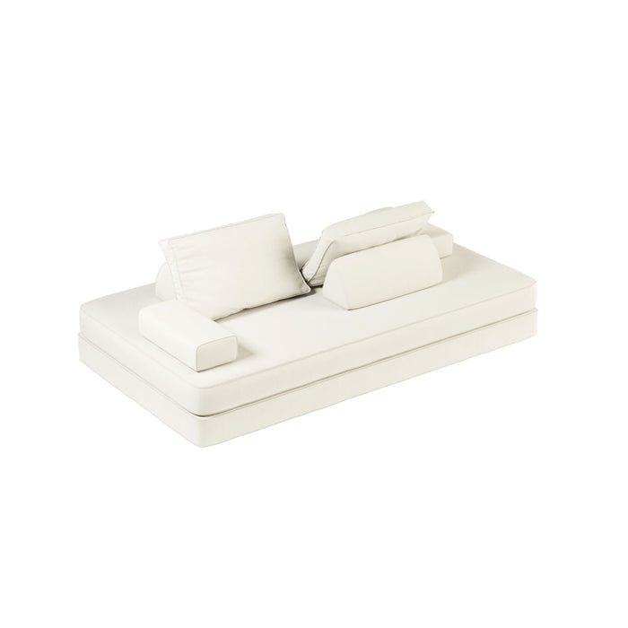 Multifunctional Convertible Sofa Bed With 2 Tumbler Backrests And 2 Pillows, Deep Seat Couch