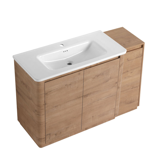 Freestanding Bathroom Vanity With Sink, 1 Small Storage Cabinet, Soft Close Door