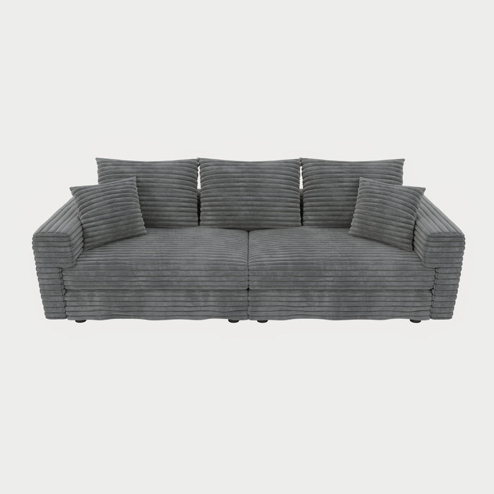 Deep Seat Convertible Sofa With Soft Pillows And Ottomans