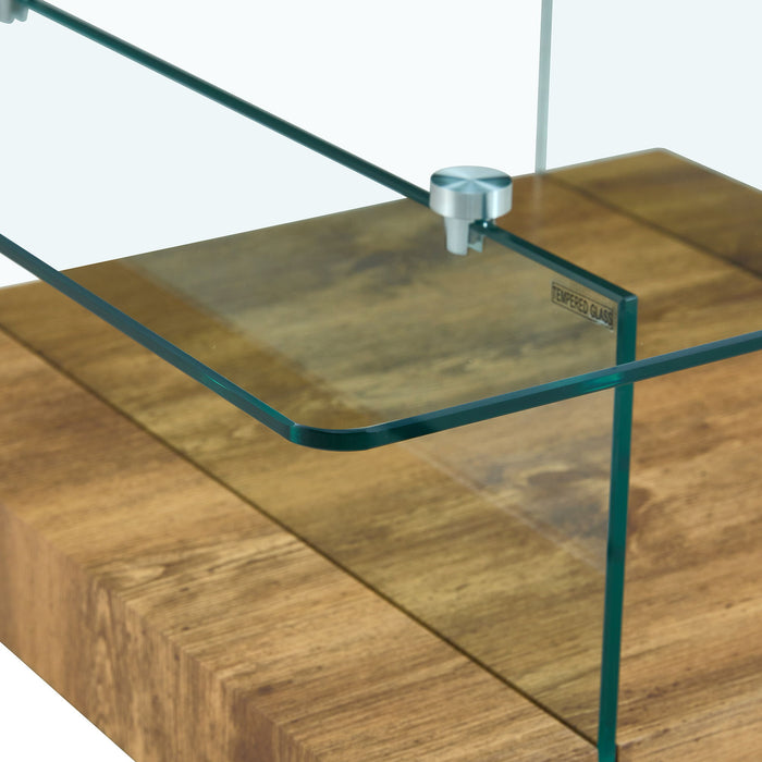 Modern 2 Tier Square Coffee Table, Elegant Marble Pattern