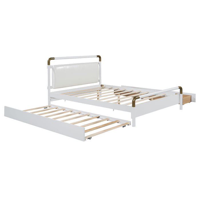 Storage Platform Bed, With 2 Big Drawers, Trundle