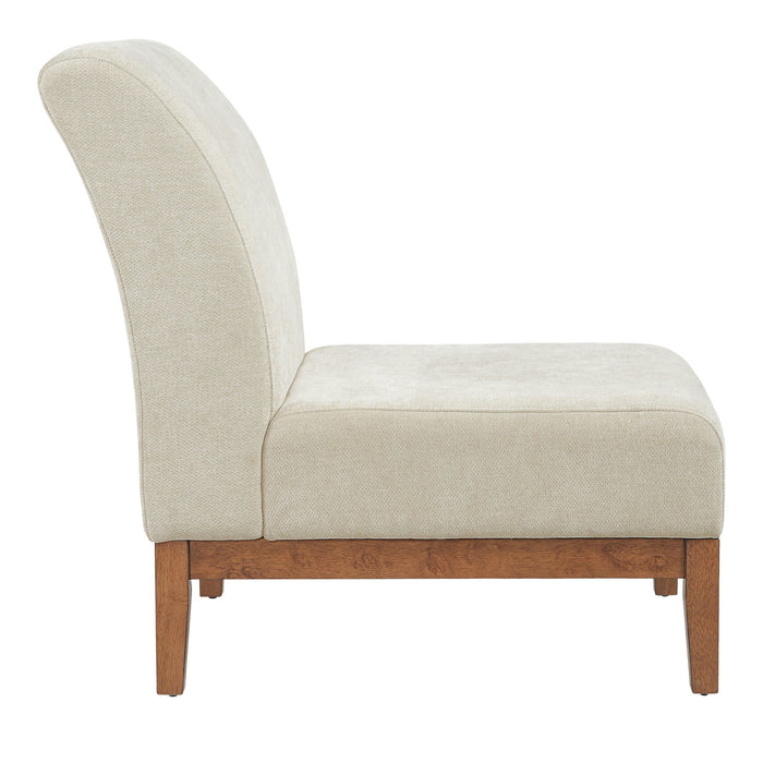 Upholstered Accent Chair - Beige / Walnut