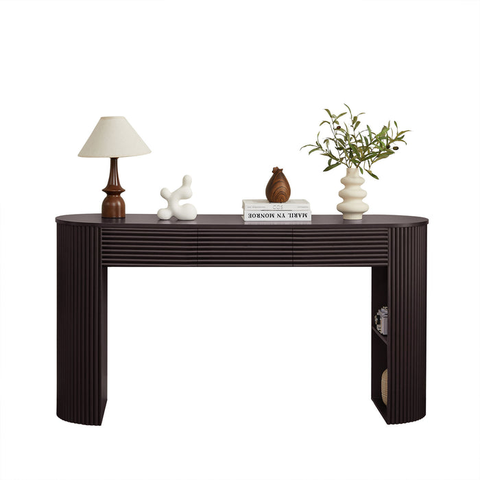 Retro Console Table With Storage, 3 Drawers