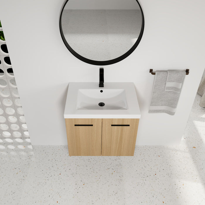 Floating Bathroom Vanity With Sink, Wall Mounted Double Door Storage
