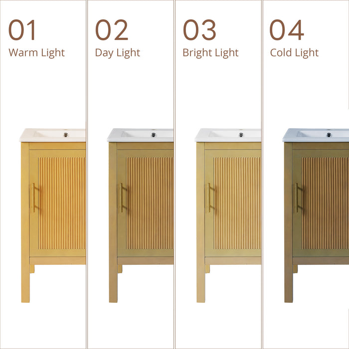 Bathroom Cabinet With Sink, Adjustable Shelf, Soft Closing Hinges - Natural Wood