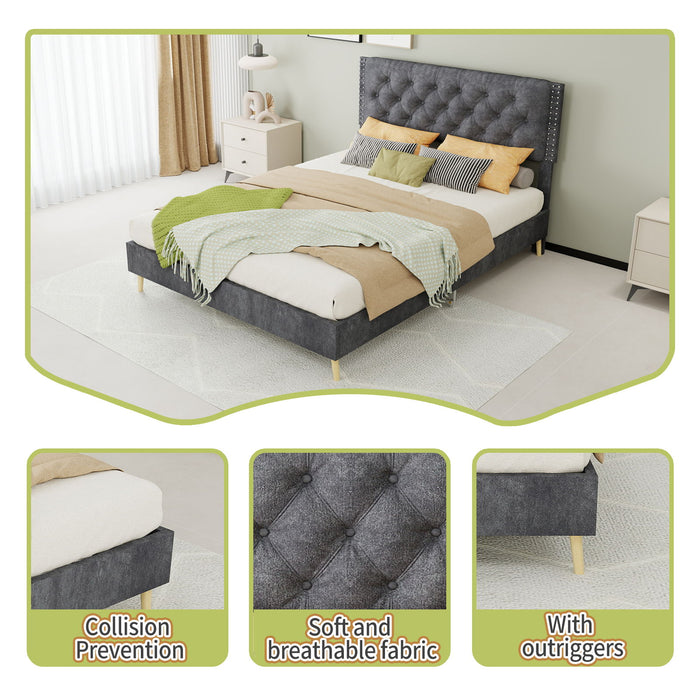 Upholstered Bed With Tufted Headboard