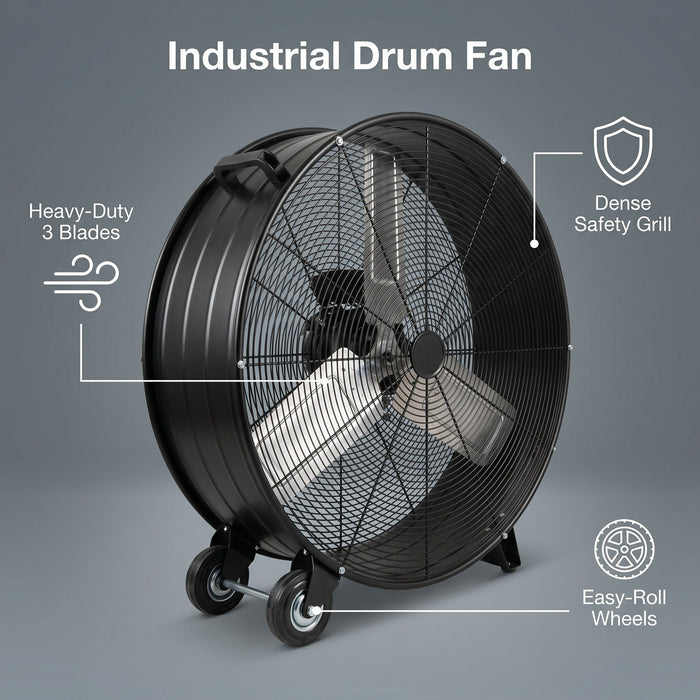 Velocity Drum Fan With 2 Speed - Black