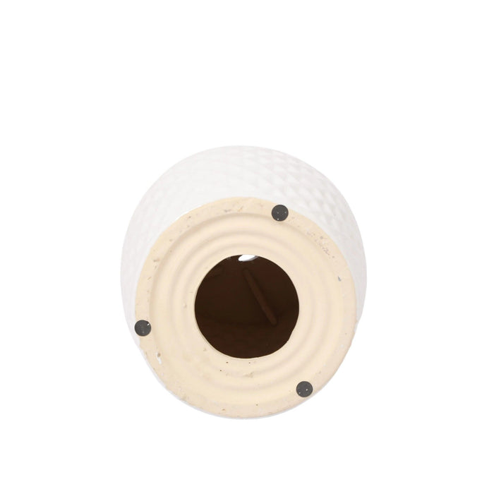 Glazed Ceramic Drum Stool Indoor / Outdoor Side Table Ceramic - White